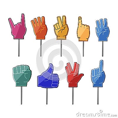 foam fan finger set cartoon vector illustration Cartoon Illustration