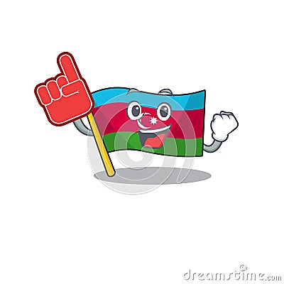 Foam finger flag azerbaijan on mascot cartoon style Vector Illustration