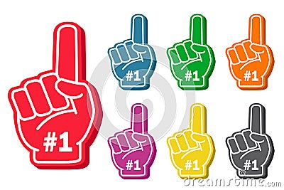 Foam finger set Vector Illustration