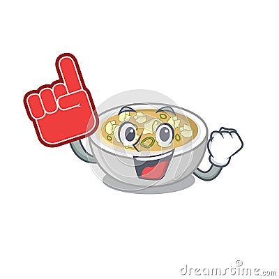 Foam finger wonton soup cooked cartoon frying pan Vector Illustration