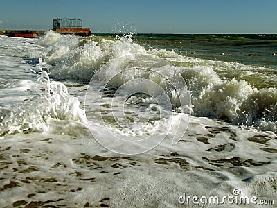 Foam from the sea wave Stock Photo