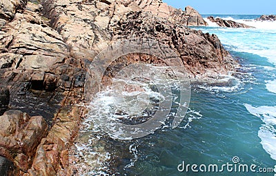 Foaming waters at Canal rocks West Australia Stock Photo