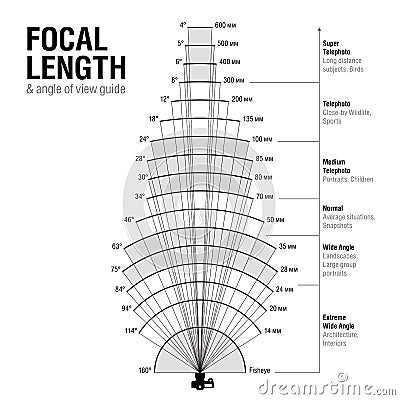 Focal length and angle of view Vector Illustration