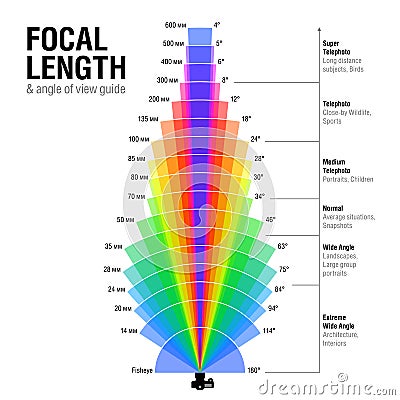 Focal length and angle of view guide Vector Illustration