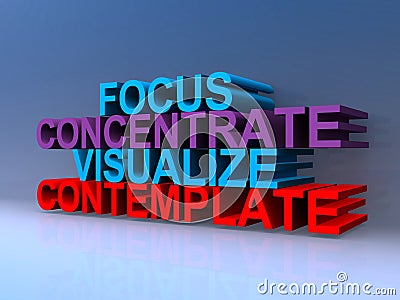 Focus concentrate visualize contemplate on blue Stock Photo