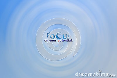 Focus concept with inspirational motivational quote on an rounds blue abstract digital motion effect background. Stock Photo