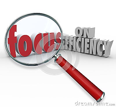 Focus on Efficiency Magnifying Glass Searching Effective Ideas Stock Photo