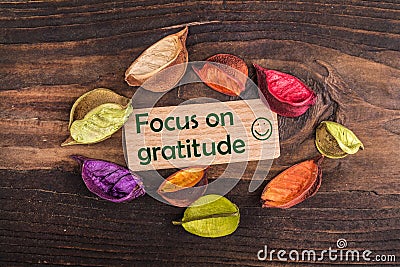 Focus on gratitude with happy face Stock Photo