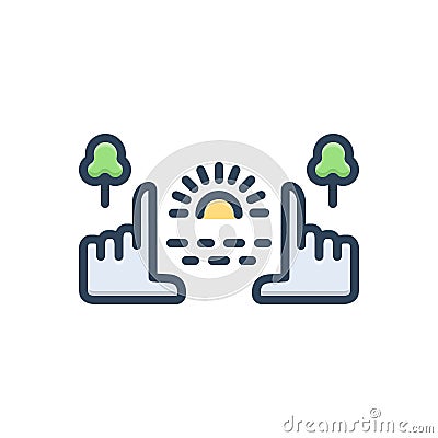 Color illustration icon for Focus, target and central Cartoon Illustration