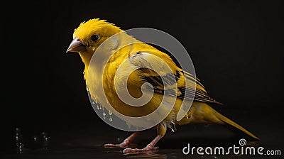 focus image of Canary wet with water Stock Photo