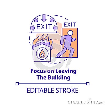 Focus on leaving building concept icon Vector Illustration