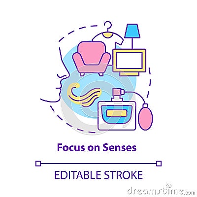 Focus on senses concept icon Vector Illustration