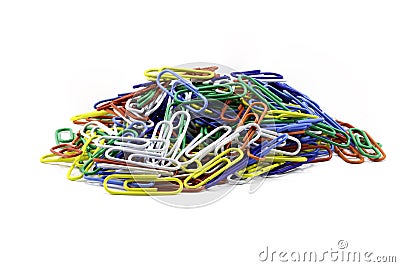 A stack of paper clips isolated against a white background Stock Photo