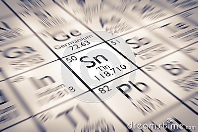 Focus on Tin Chemical Element Stock Photo