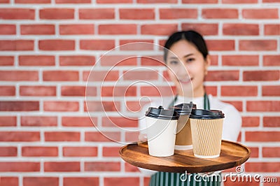 Focus to paper coffee cup Stock Photo