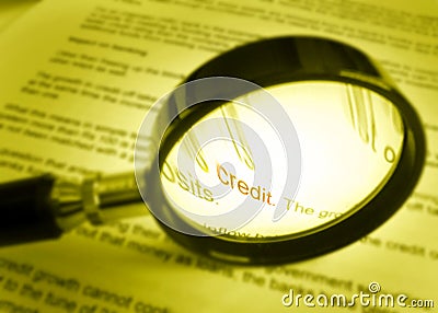 Focus on word credit on financial document Stock Photo