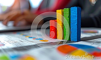 Focused Analysis of Business Data with Color-Coded Bar Graphs Demonstrating Sales Performance on an Analytical Report Stock Photo