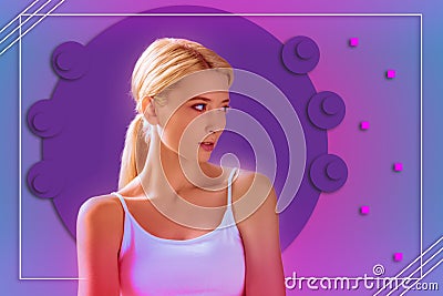 Focused earnest woman transforming world with creativity Stock Photo