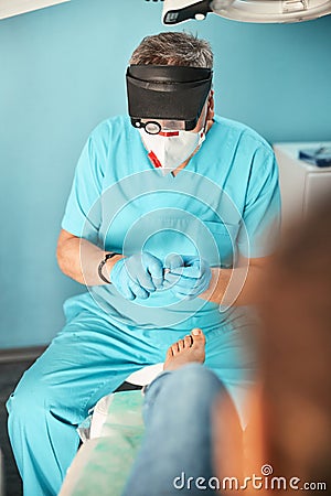 Focused photo on male person working in clinic Stock Photo