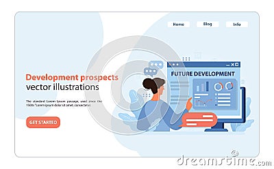 Focused professional analyzing future development Vector Illustration