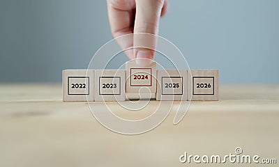 Focused on year 2024. Business planning and strategy in new year. Stock Photo