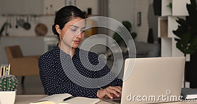 Focused Young Indian Ethnicity Woman Working or Studying on Computer ...