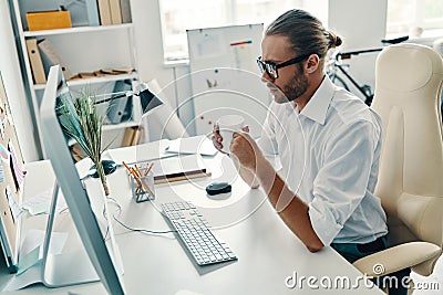 Focusing at work. Stock Photo