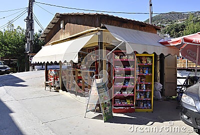 Fodele, september 1th: Food Kiosk in Fodele village from Crete island of Greece Editorial Stock Photo