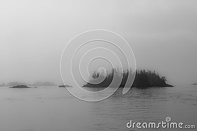 Fog coastline, Ketchikan, Alaska near Tracy Arm Fjord Stock Photo