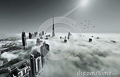 Fog in Dubai Stock Photo