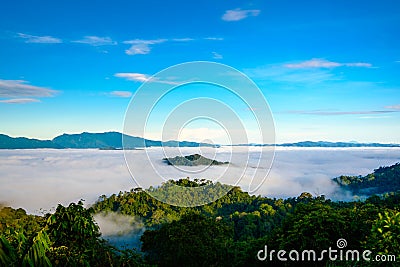 The fog at Khao Phanoen Thung, Kaeng Krachan National Park Stock Photo