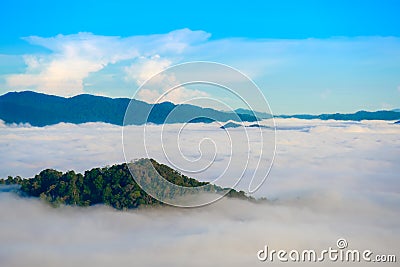 The fog at Khao Phanoen Thung, Kaeng Krachan National Park in Th Stock Photo