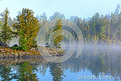 Fog and Mist at Morning in the Lake Country Stock Photo