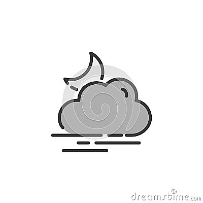 Fog and moon. Filled color icon. Weather vector illustration Cartoon Illustration