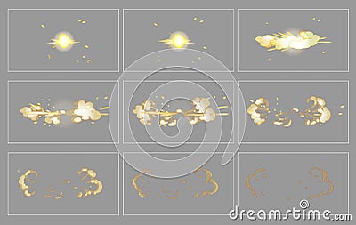 Fog side explosion special effect animation frames Vector Illustration