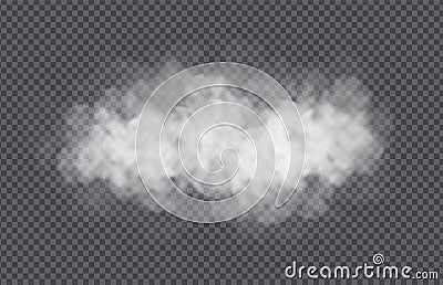 Fog or smoke cloud isolated on transparent background. Realistic smog, haze, mist or cloudiness effect. Vector Illustration