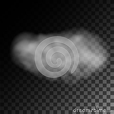 Fog or smoke isolated on transparent background. White cloudiness, mist or smog. Vector Illustration