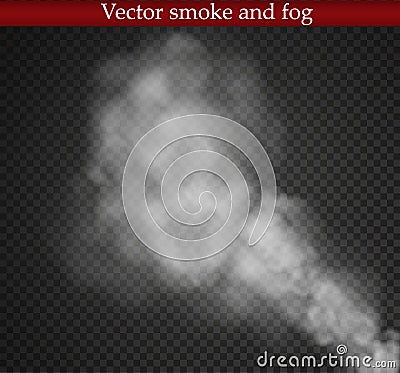 Fog or smoke isolated transparent special effect. White cloudiness, mist or smog background. Vector illustration. Cartoon Illustration