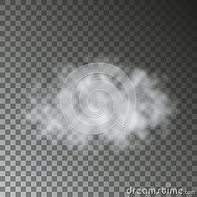 Fog or smoke isolated transparent special effect. White vector cloudiness, mist or smog background. Vector Illustration