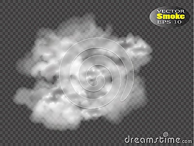 Fog or smoke isolated transparent special effect. White vector cloudiness, mist or smog background. Vector illustration Vector Illustration