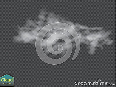 Fog or smoke isolated transparent special effect. White vector cloudiness, mist or smog background. Vector Illustration