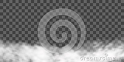 Fog or smoke isolated transparent special effect. White vector cloudiness, mist or smog background. PNG. Vector Illustration