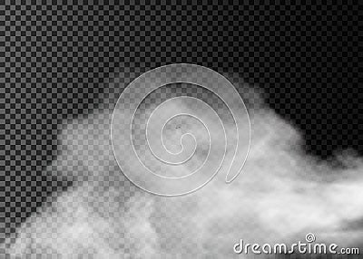 Fog or smoke transparent special effect. White cloudiness, mist or smog background. Vector Illustration