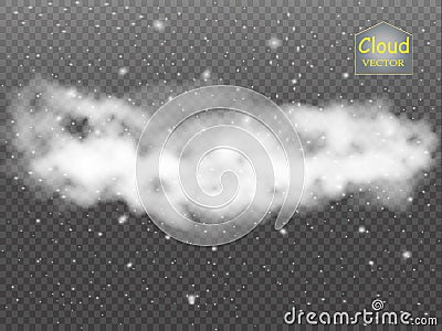 Fog or smoke transparent special effect. White vector cloudiness, mist or smog background. Vector Vector Illustration