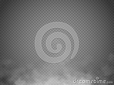 Fog or smoke transparent special effect. White vector cloudiness, mist or smog background. Vector illustration Vector Illustration