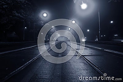 Fog on the street at night Stock Photo