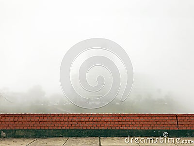Foggy day in Bajada Armendariz, a winter morning with intense fog in Miraflores Stock Photo