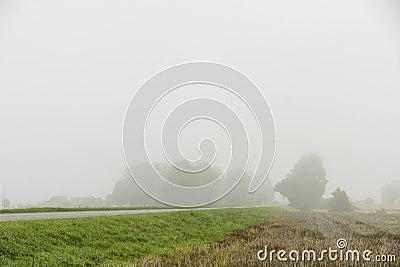 Foggy day.landscape with road Stock Photo