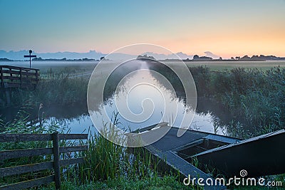 Foggy, Dutch countryside Stock Photo