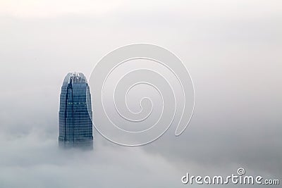 The foggy Hong Kong skyline Stock Photo